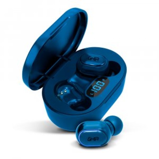 Audifonos Inalambricos Bluetooth Ghia TWS-1A, Color Azul, Manos Libres