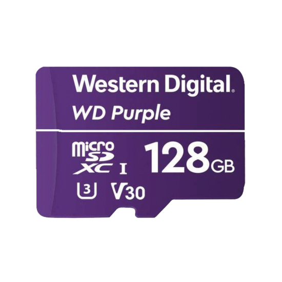 Memoria microSD de 128 GB WD WDD128G1P0C PURPLE, Especializada Para Videovigilancia