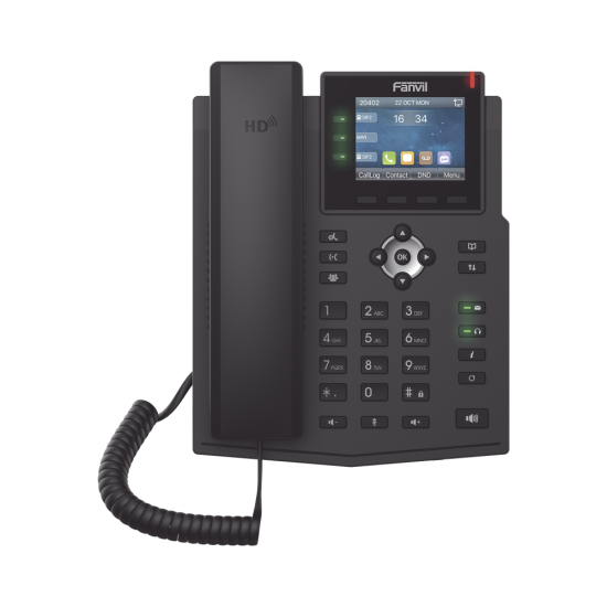 Telefono Empresarial IP Estandares Europeos Fanvil X3U Para 6 Lineas SIP con Pantalla LCD a Color, Puertos Gigabit, IPV6, Opus y Conferencia de 3 Vias, POE/DC