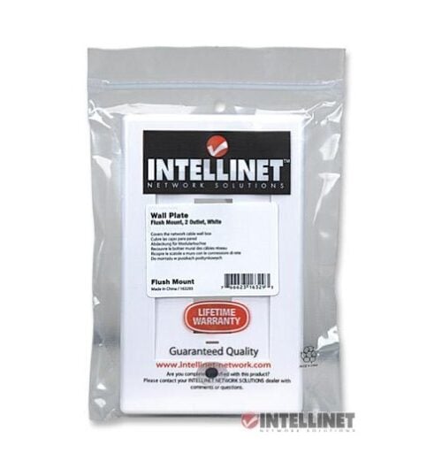 Placa de pared con 2 puertos RJ45 Intellinet 163293 color blanco