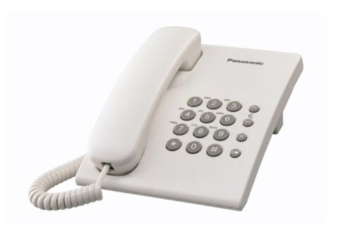 Teléfono Panasonic KX-TS500MEW unilinea básico, sin memoria, color blanco