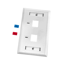 Placa de pared vertical salida para 2 puertos color blanco