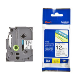 Cinta Brother TZE231 negro/blanco de 12mm, 8metros