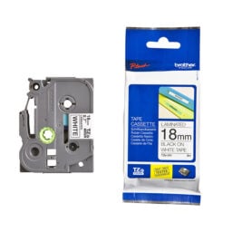 Cinta Brother TZE241 negro/blanco de 18mm, 8 metros