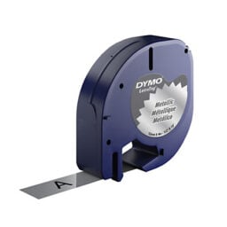 Cinta Dymo negro sobre gris metálico 1/2", 91338