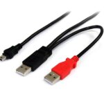 Cable USB p/discos externos 2X USBA a 1X MIN 30cm USB2HABMY1