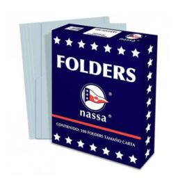 Caja c/100 piezas de folder Nassa tama&ntilde;o carta color azul
