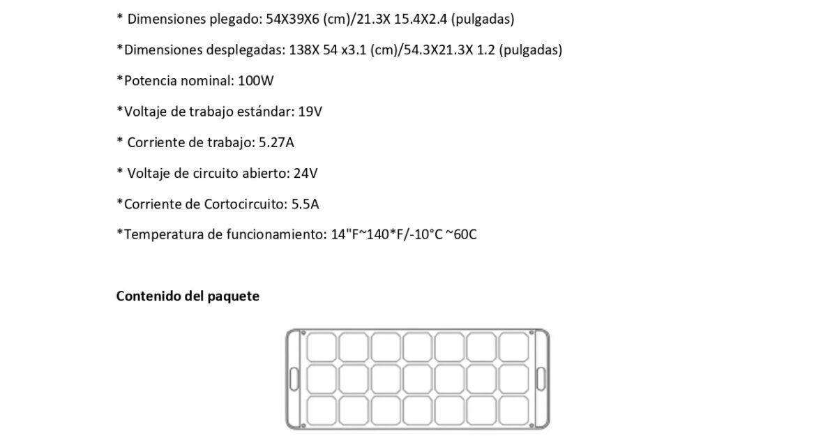 Modulo Solar Ugreen 15113, Plegable 100W Incluye Cable XT60 Macho ...