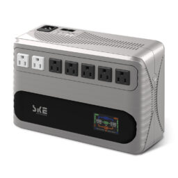 UPS SKE Intelligent GF1000 1000VA 600W con Pantalla LCD, Protección AVR, Conexiones USB y RJ45, Garantía de 3 Años, Diseño Compacto para Equipos Electrónicos.