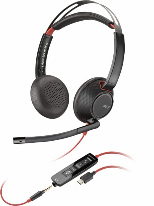 Diadema Audifono C/Microfono Blackwire 522 Alambrico Poly 8X231AA 3.5MM/Binaural/USB-C/A/Color Negro