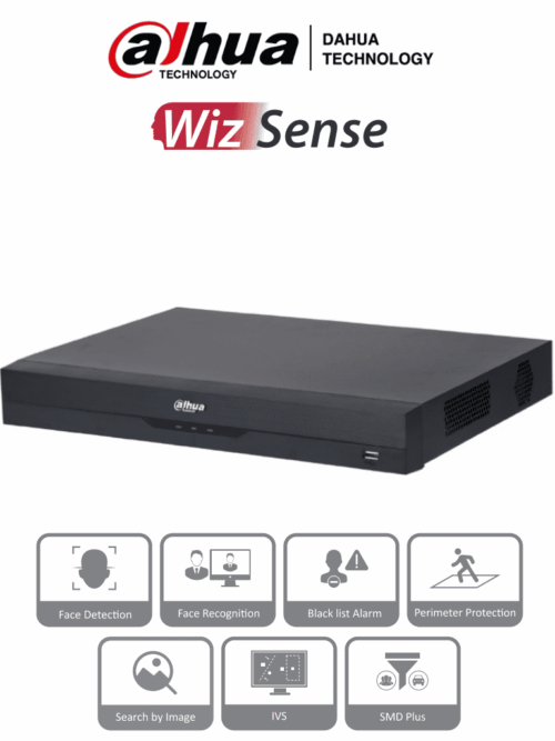 NVR 8 Canales IP Dahua NVR2208-8P-I2/ 8MPX/8 Puertos POE/1 CH de Reconocimiento Facial y FD/10 Bases de Datos de Rostros/2 Puertos SATA/IA Por Camara