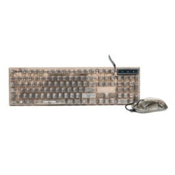 Kit Teclado y Mouse Alámbrico Vortred V-930723 Helumo/ Ergonómico/ Transparente/ Iluminación RGB