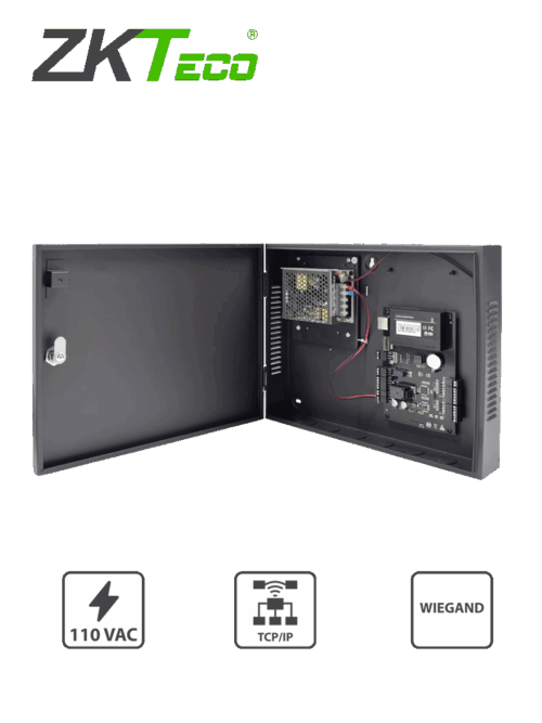 Control de Acceso Profesional ZKteco C3-100 Package B/Para 1 Puerta/Gabinete y Fuente/Sin Biometria/Facil Administracion Con Software ZKACCESS 3.5