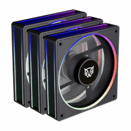 Kit De 3 Ventiladores Balam Rush BR-942140 Eolox Bora-R EXB85R / 120mm / Iluminación RGB / 600-1600RPM / PWM 4 Pin / Aspas Inversas / Color Negro