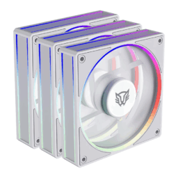 Kit De 3 Ventiladores Balam Rush BR-942157 Eolox Bora-R EXB85R / 120mm / Iluminación RGB / 600-1600RPM / PWM 4 Pin / Aspas Inversas / Color Blanco