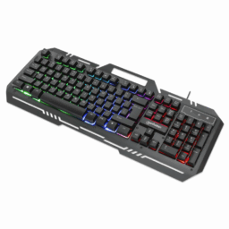 Teclado Alámbrico Gamer Manhattan 180610 RGB / Panel Metálico Para Celular / Color Negro