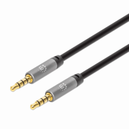 Cable De Audio 3.5mm Manhattan 355995 Macho-Macho / 2 M / Bañado En Oro / Negro-Plata
