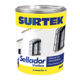 Sellador Vinilico Surtek SV100 De 4 Litros / Semi-Brillante / Blanco