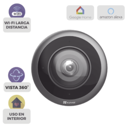 Cámara WiFi Panorámica EZVIZ CS-E4P de 3K+/Con Visión Nocturna IR 10M/Detección IA Humana/Doble Banda 2.4-5GHz/Audio Bidireccional/Almacenamiento MicroSD 512GB/H.265