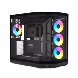 Gabinete Gaming HYTE Y50 RGB CS-HYTE-Y50RGB-BB/Mid-Tower/Cristal Templado Panorámico/4 Ventiladores ARGB/Sin Fuente/Pitch Black/E-ATX/ATX/Micro-ATX/Mini-ITX
